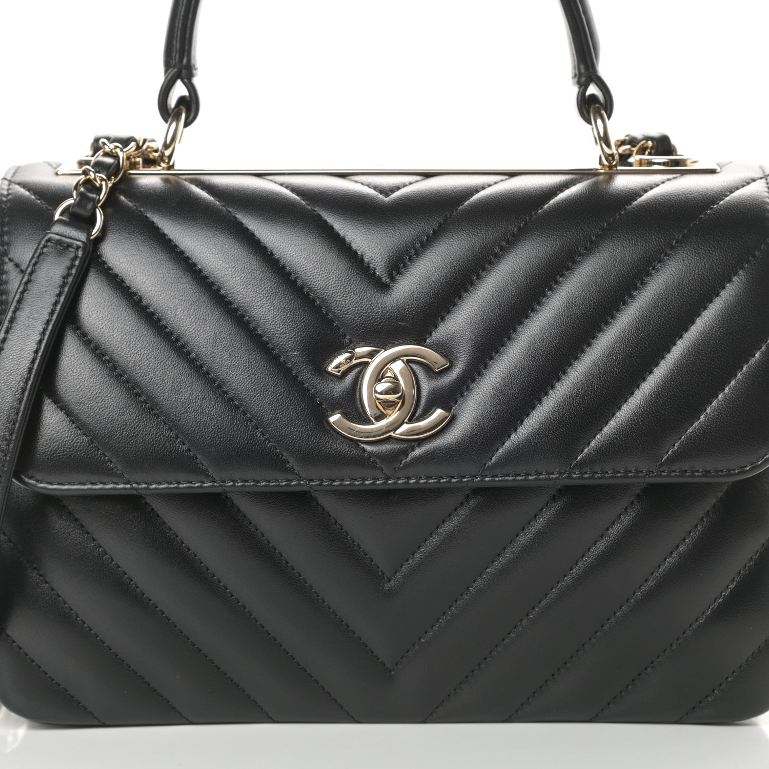 Chanel Lambskin Chevron Quilted Small Trendy CC Dual Handle Flap Bag Black 8 of 11