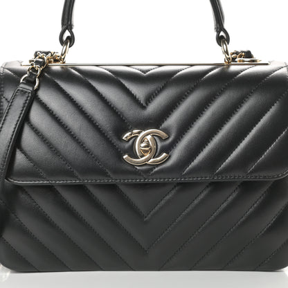 Chanel Lambskin Chevron Quilted Small Trendy CC Dual Handle Flap Bag Black 8 of 11