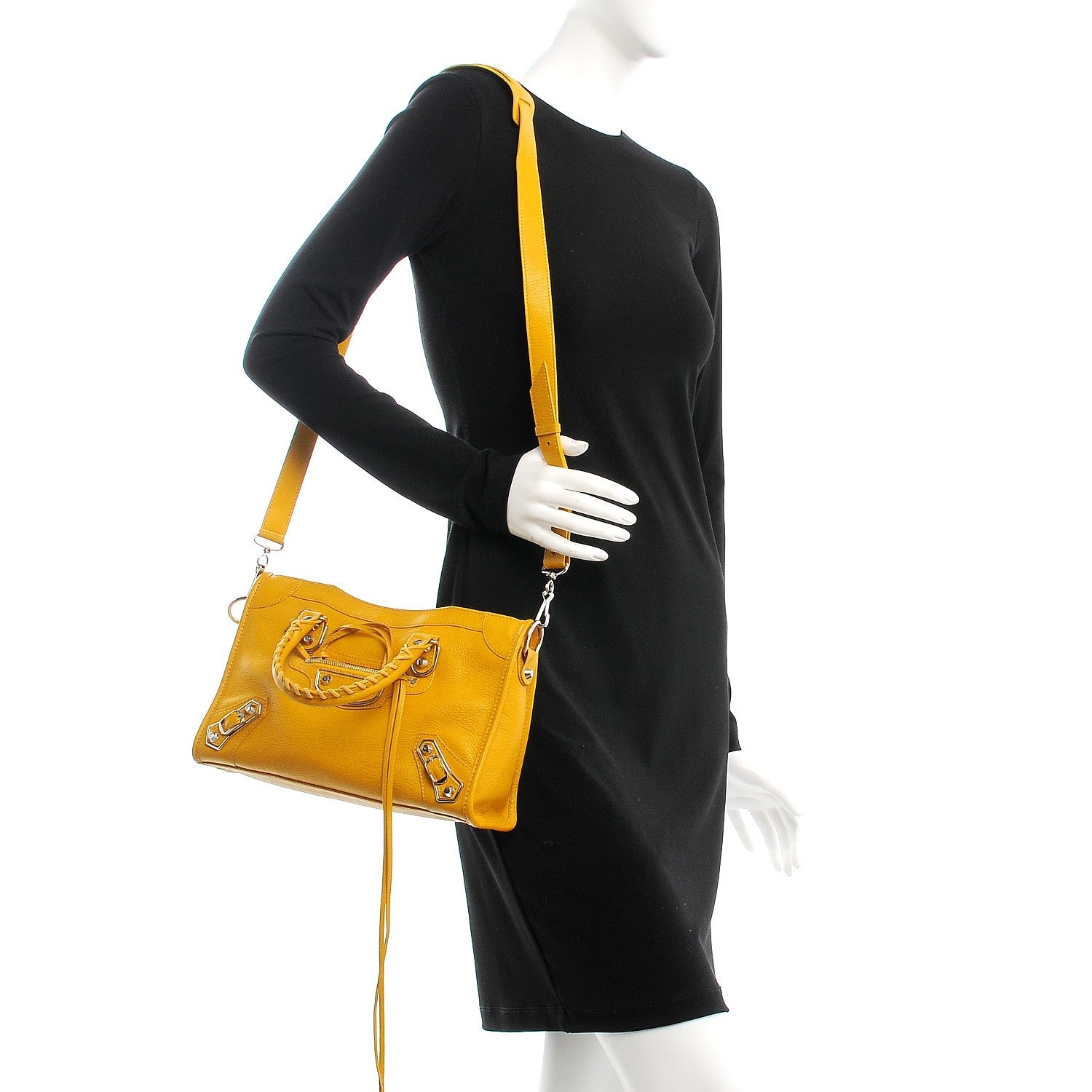 Balenciaga Chevre Silver Metallic Edge Hardware S City Jaune Epi 2 of 12