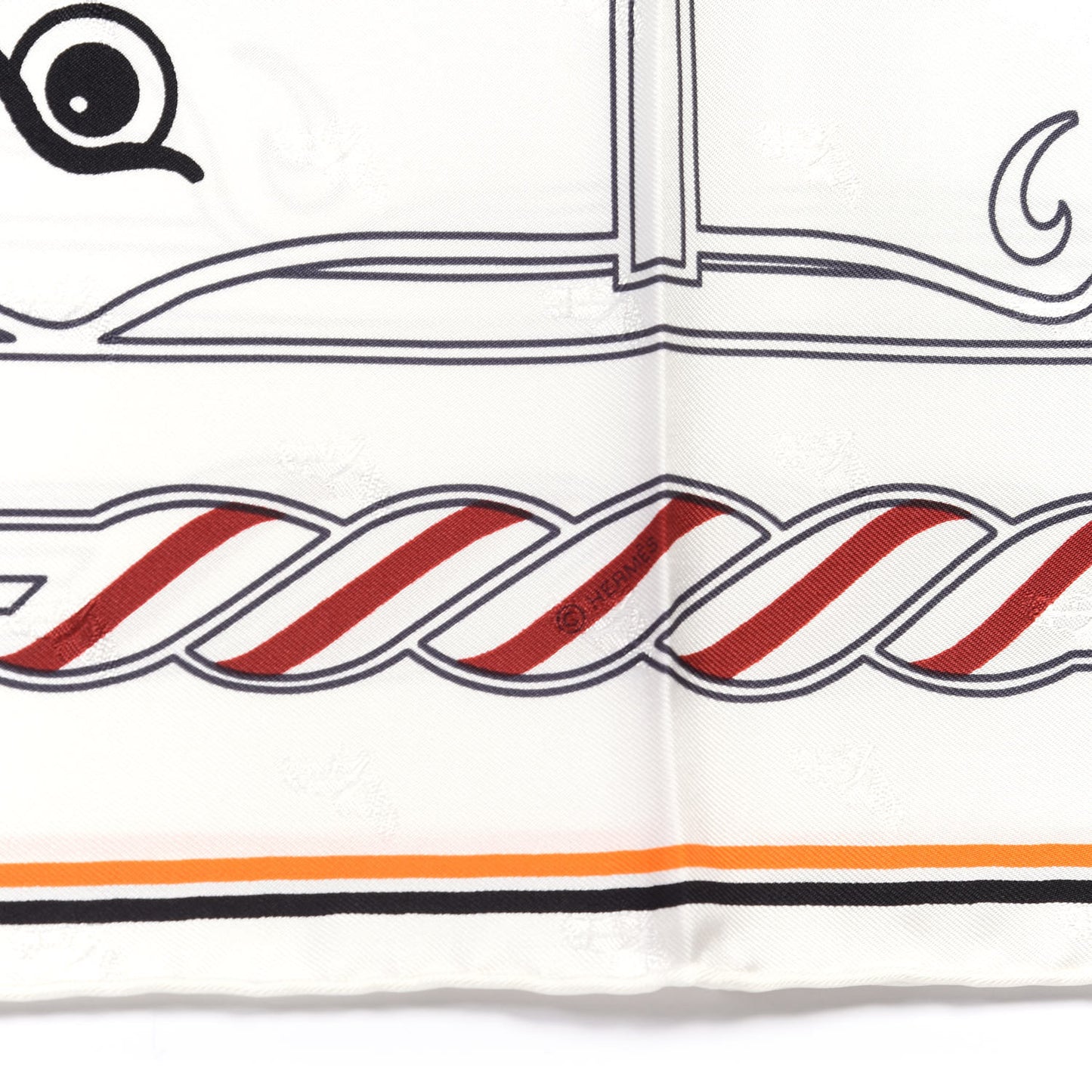 Silk Quadrige Scarf 90 White Banane Chocolat