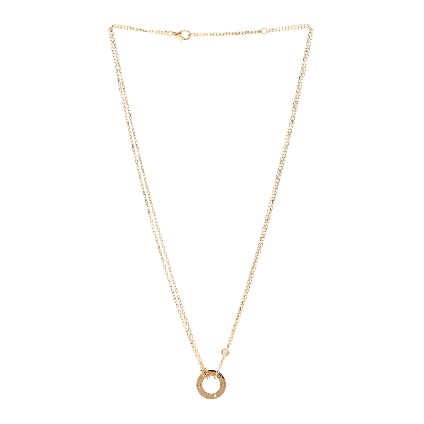 18K Yellow Gold 2 Diamond LOVE Necklace