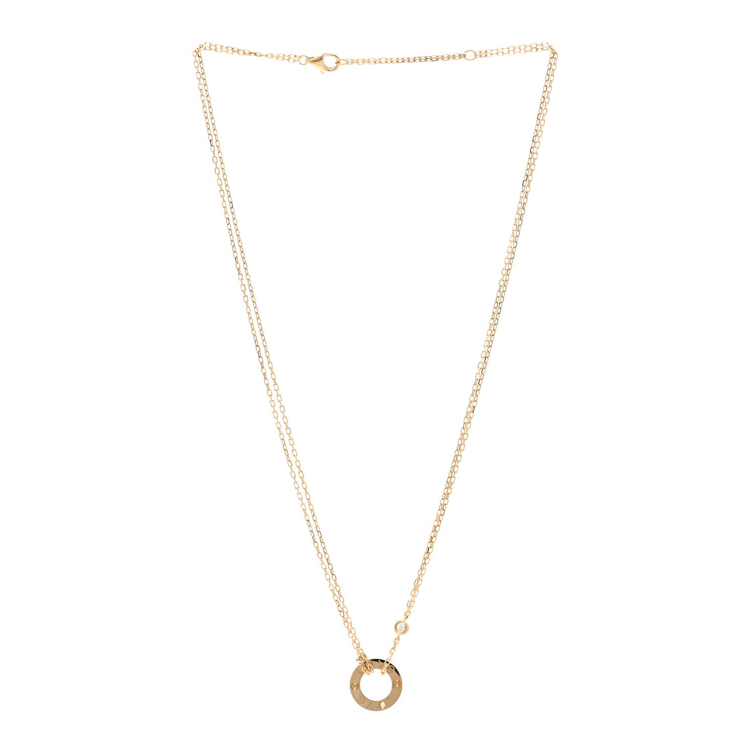 Cartier 18K Yellow Gold 2 Diamond LOVE Necklace 3 of 4