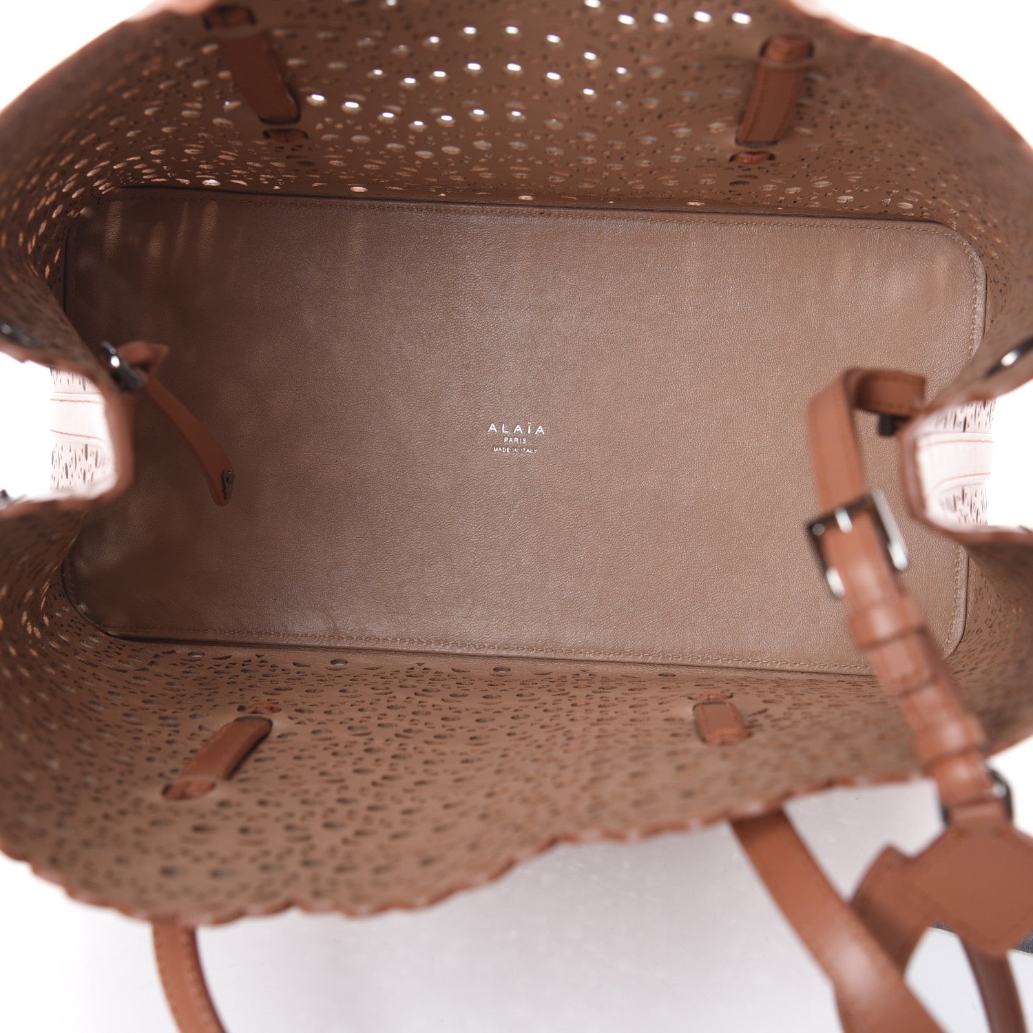 Alaia Calfskin Vienne Wave Mina 32 Bag Tan Clair 5 of 9