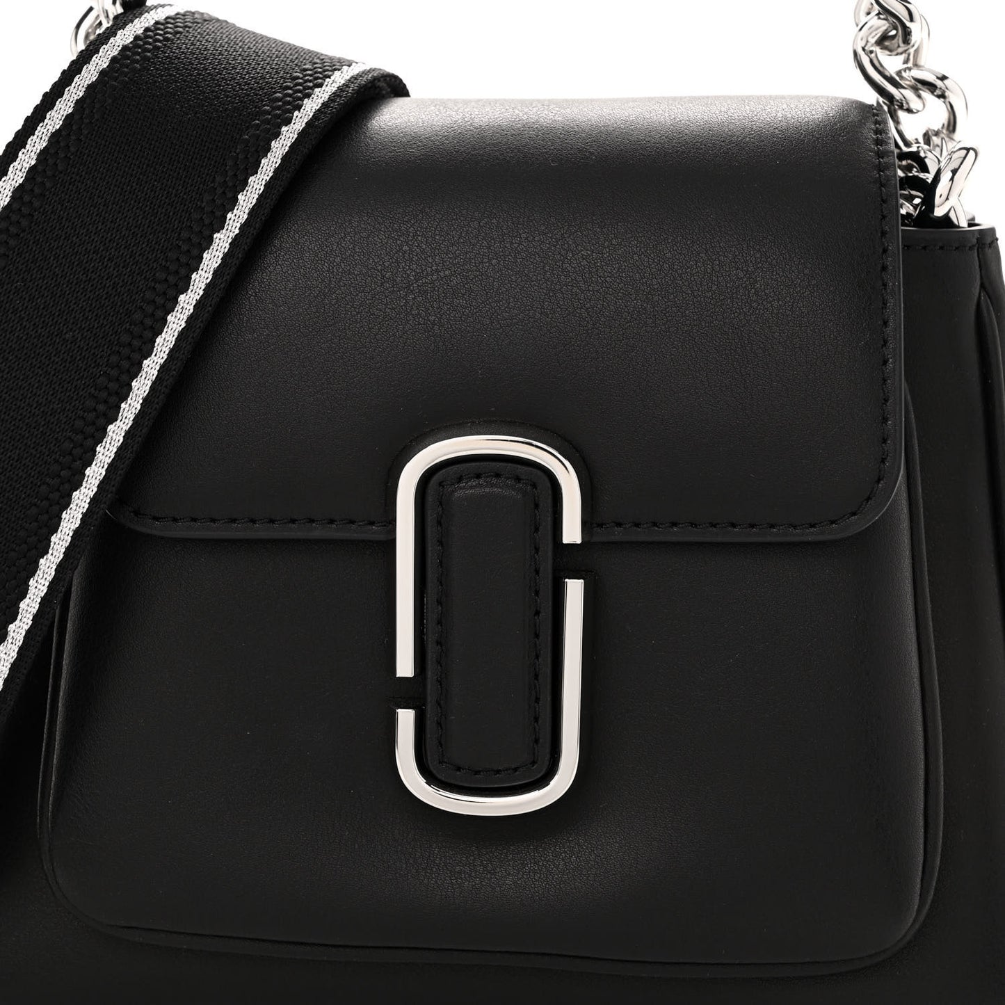 Calfskin J Marc Chain Mini Satchel Black Silver