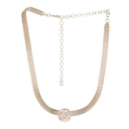 Chanel Metal Chain Link CC Medallion Choker Necklace Gold 3 of 6
