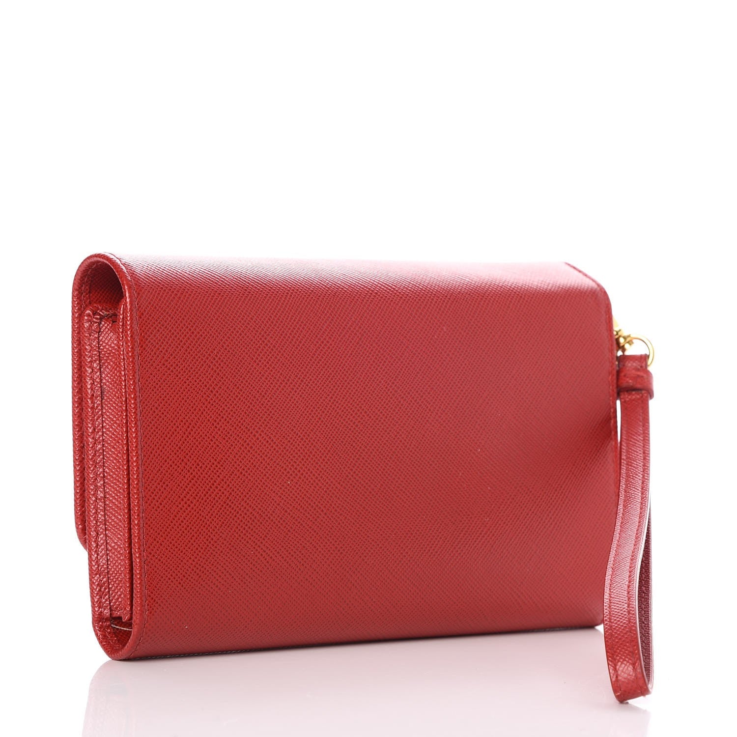 Prada Saffiano Metal Compact Wristlet Wallet Fuoco 3 of 10