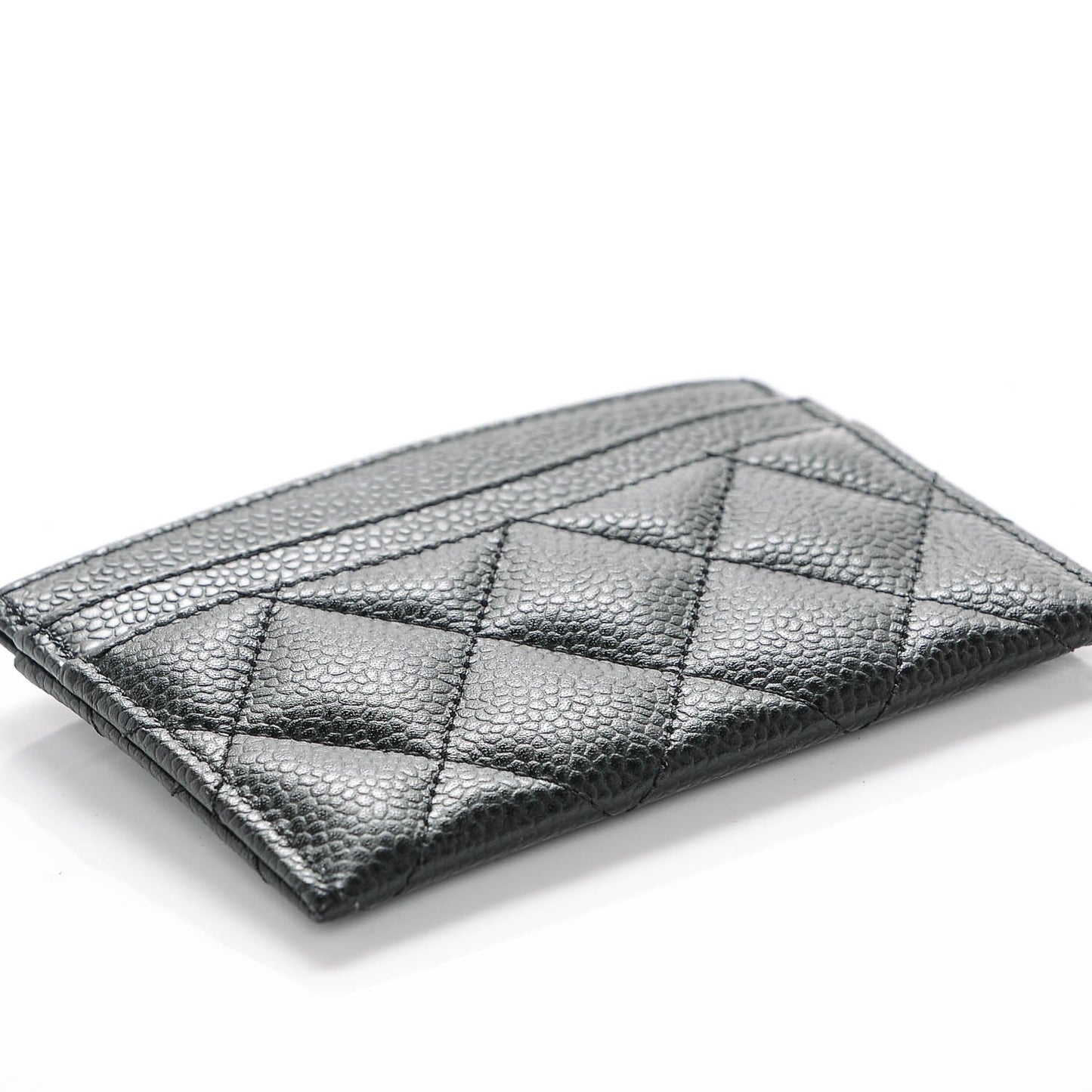 Caviar Quilted Card Holder Black