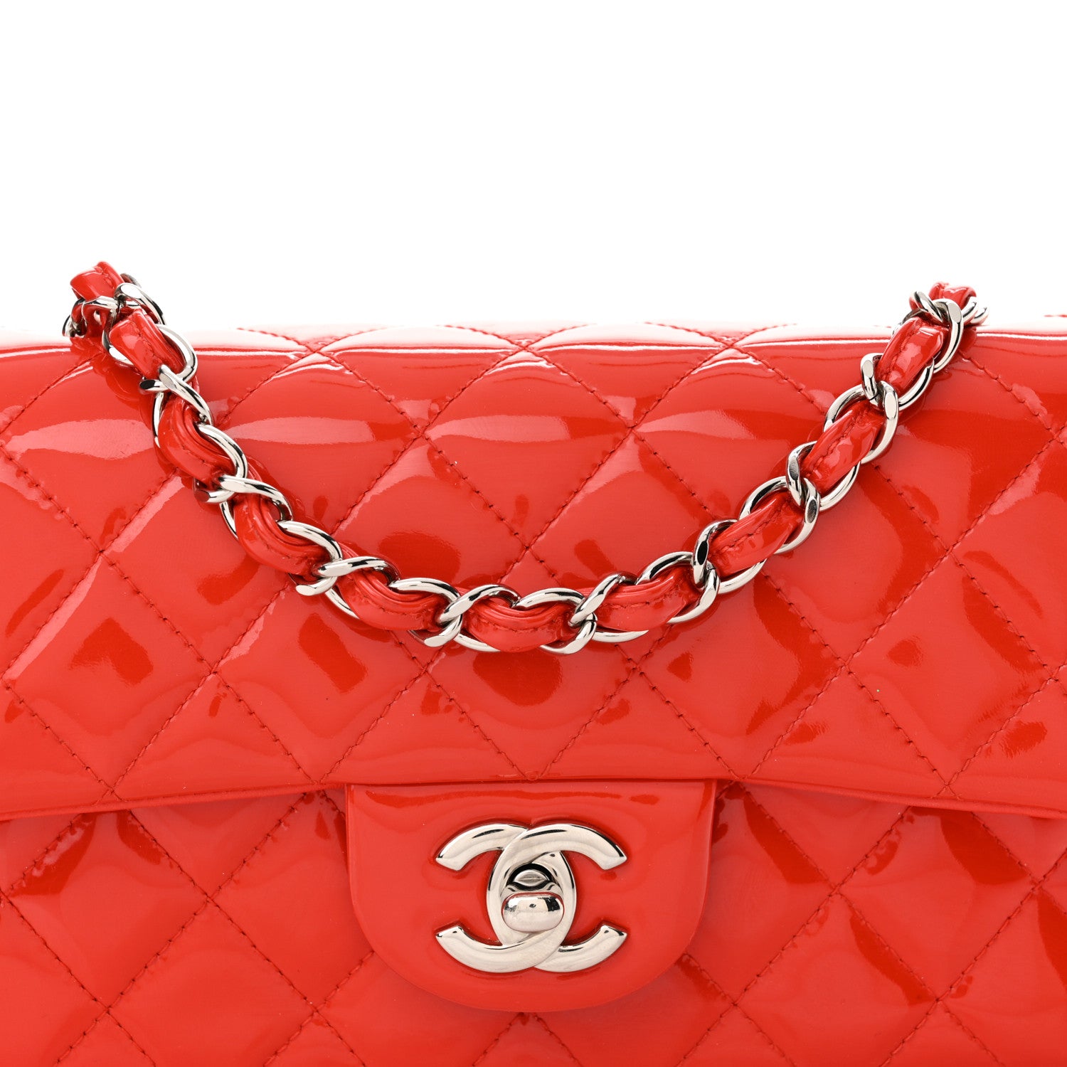 Chanel Patent Calfskin Quilted Mini Rectangular Flap Red 8 of 14