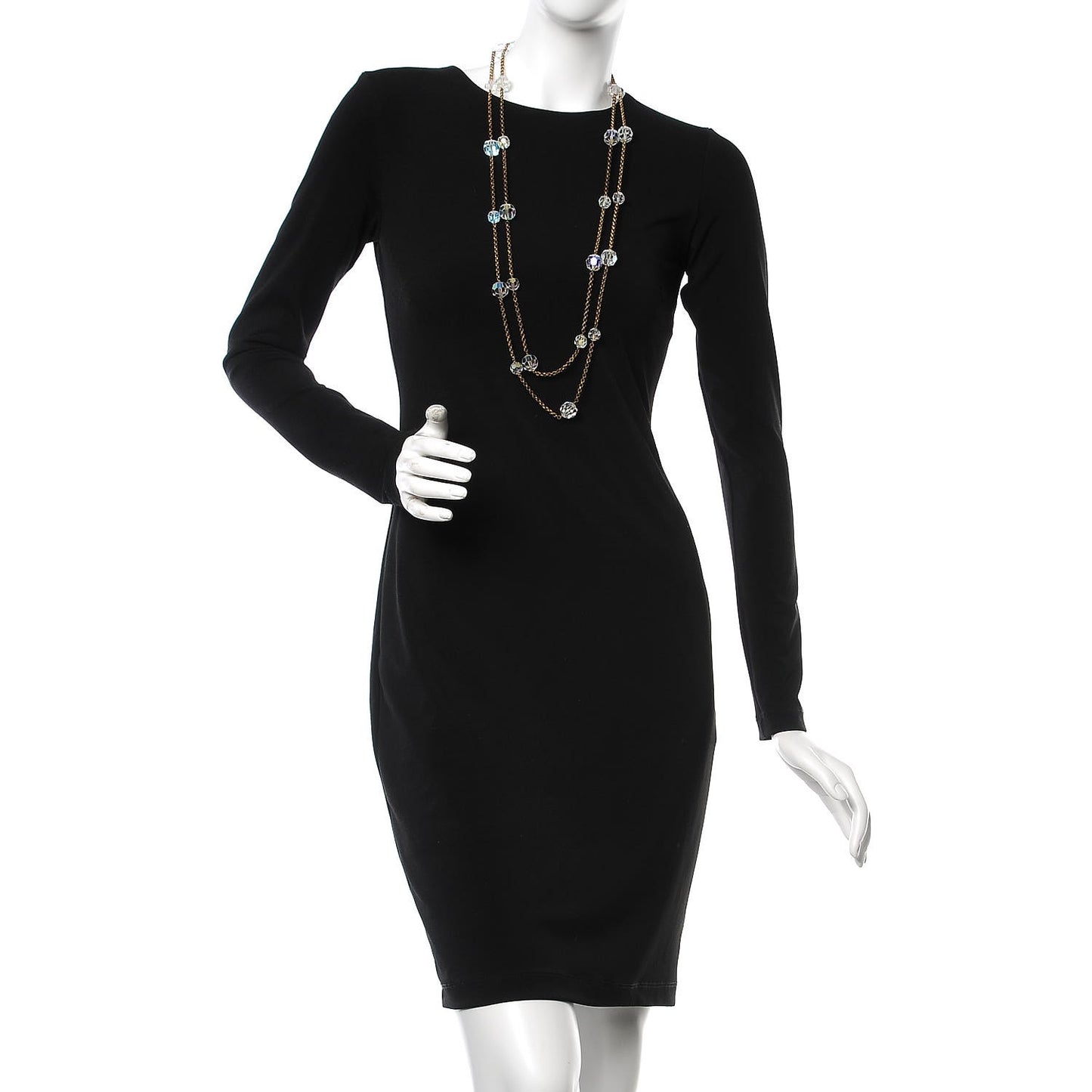 Crystal Bead Long Necklace Gold