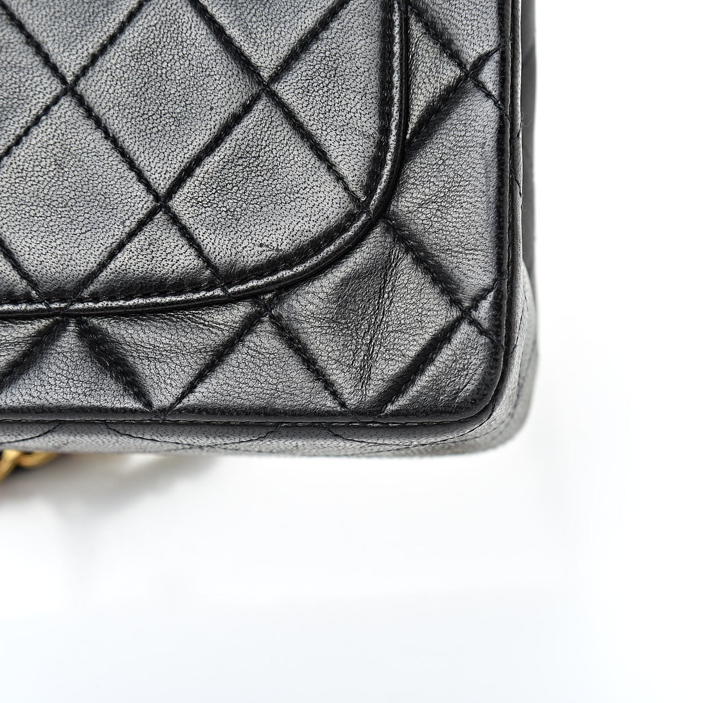 Lambskin Quilted Mini Square Flap Black