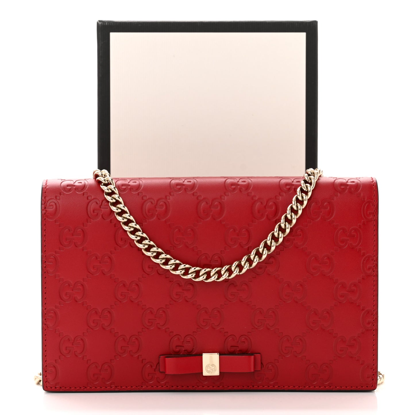 Guccissima Signature Bowy Chain Wallet Hibiscus Red