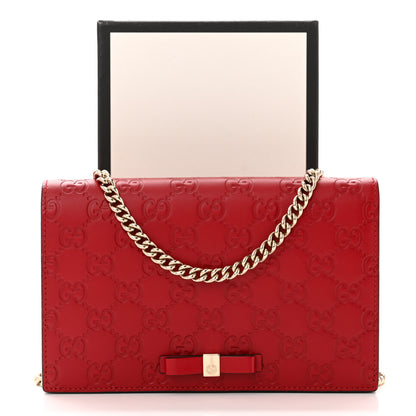 Gucci Guccissima Signature Bowy Chain Wallet Hibiscus Red 10 of 10