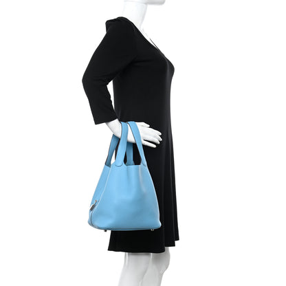 Hermes Taurillon Clemence Picotin Lock 22 MM Bleu du Nord 2 of 10