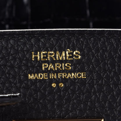 Hermes Togo Shiny Niloticus Crocodile Birkin Touch 30 Black 7 of 12