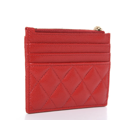 Chanel Caviar Quilted CC Zip Card Holder Red 3 of 8