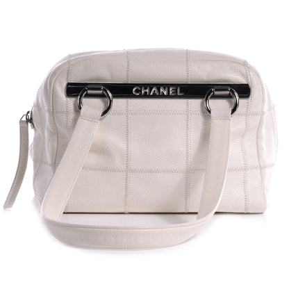 Chanel Leather Square Stitched Bowler White 3 of 8