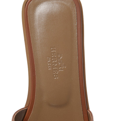 Hermes Box Calfskin Oran Sandals 35 Gold 6 of 10