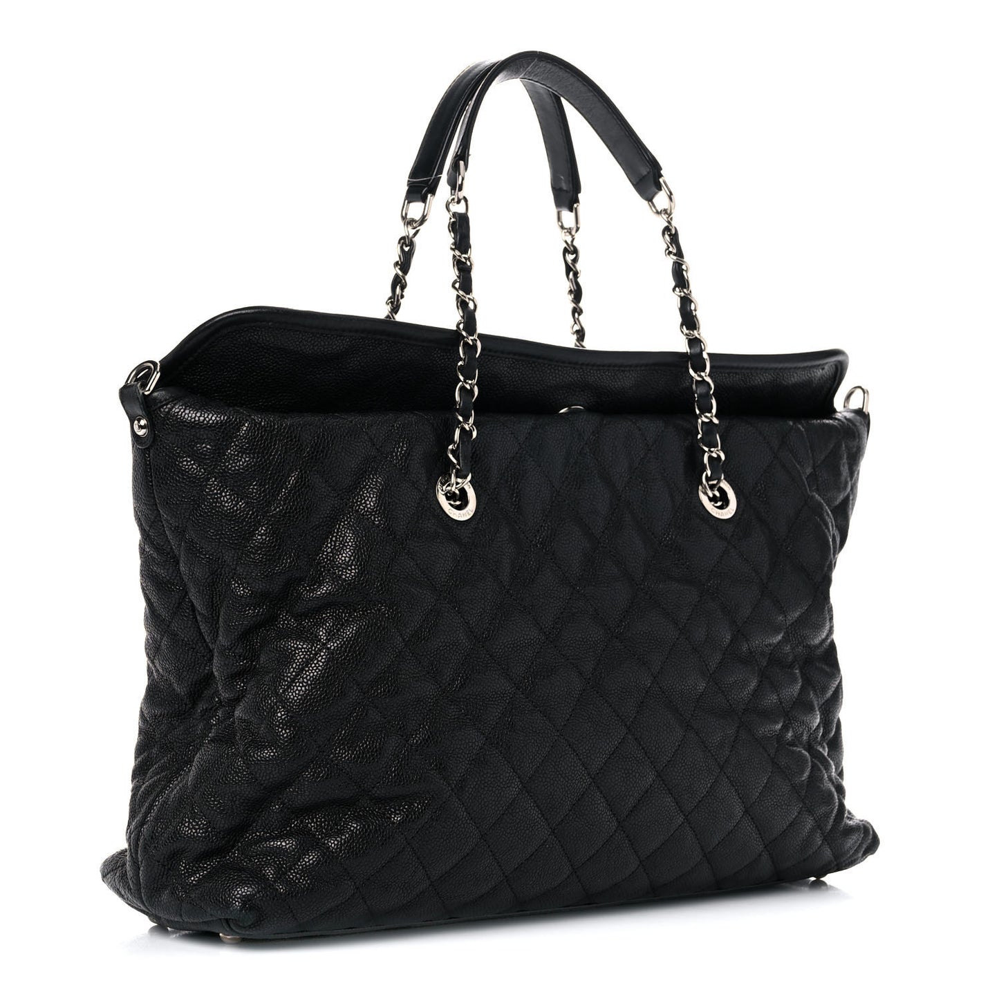 Caviar Quilted French Riviera Shouler Bag Black