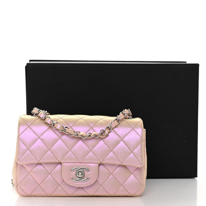 Chanel Iridescent Calfskin Quilted Mini Rectangular Flap Pink 10 of 10