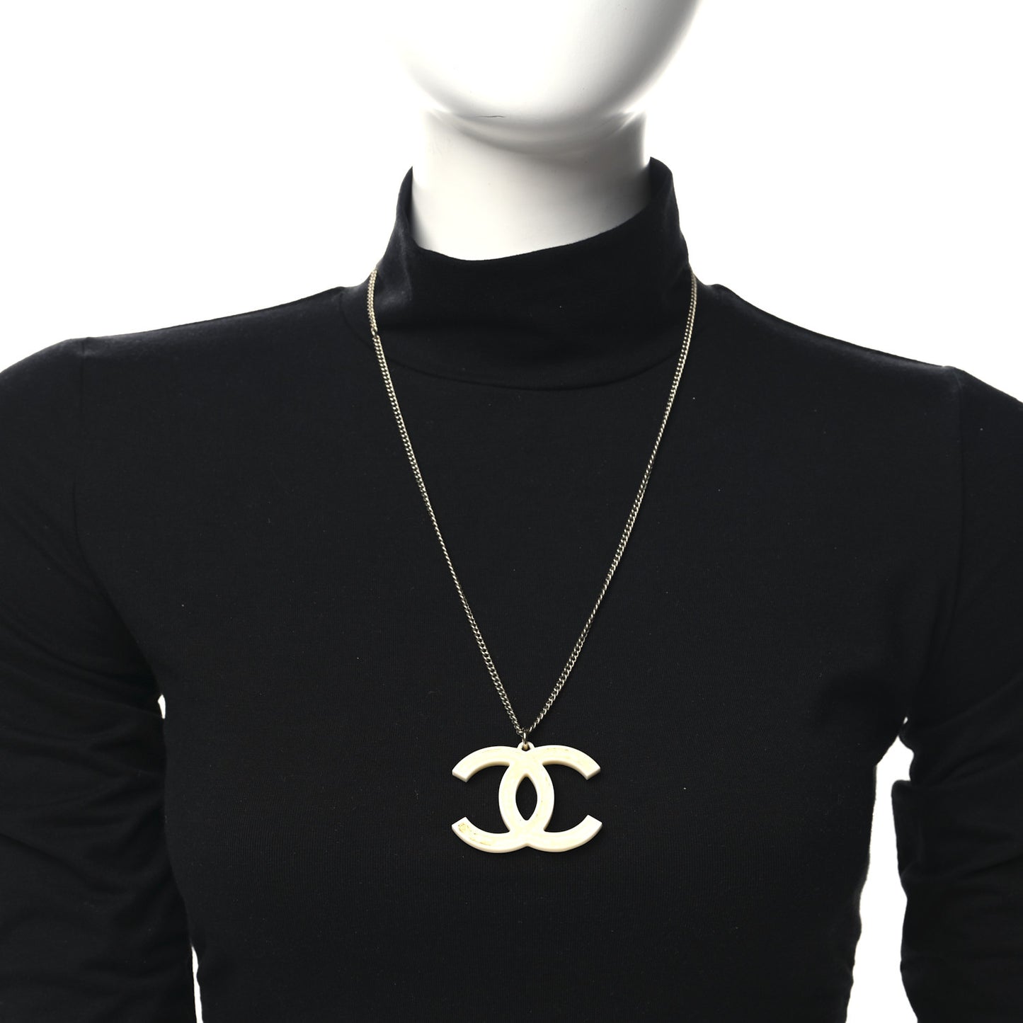 CC Pendant Necklace Gold White