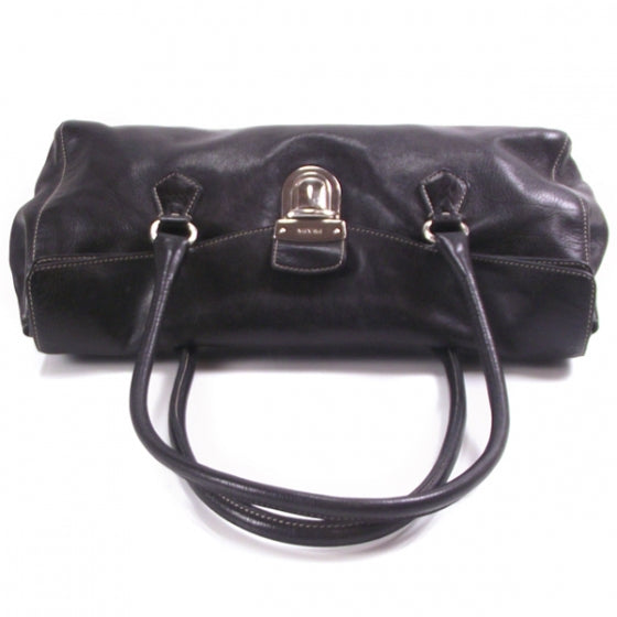 Prada Leather Easy Foldover Pushlock Work Bag Black 6 of 14
