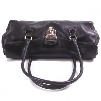 Prada Leather Easy Foldover Pushlock Work Bag Black 6 of 14