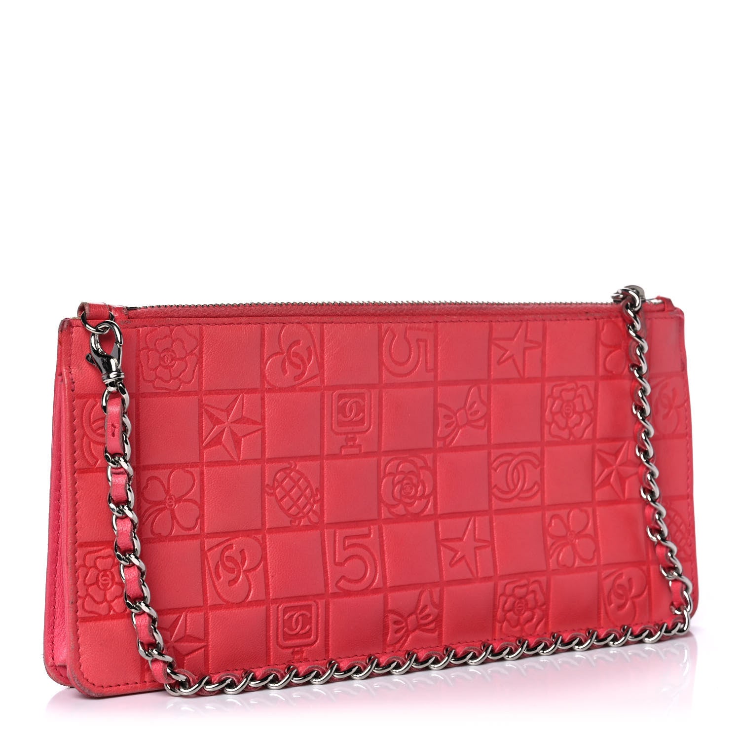 Chanel Lambskin Precious Symbols Pochette Coral 2 of 10