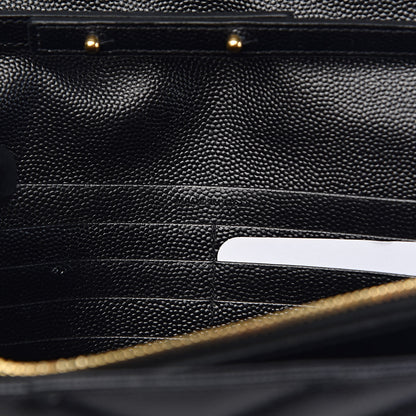 Saint Laurent Grain De Poudre Matelasse Chevron Monogram Chain Wallet Black 7 of 10
