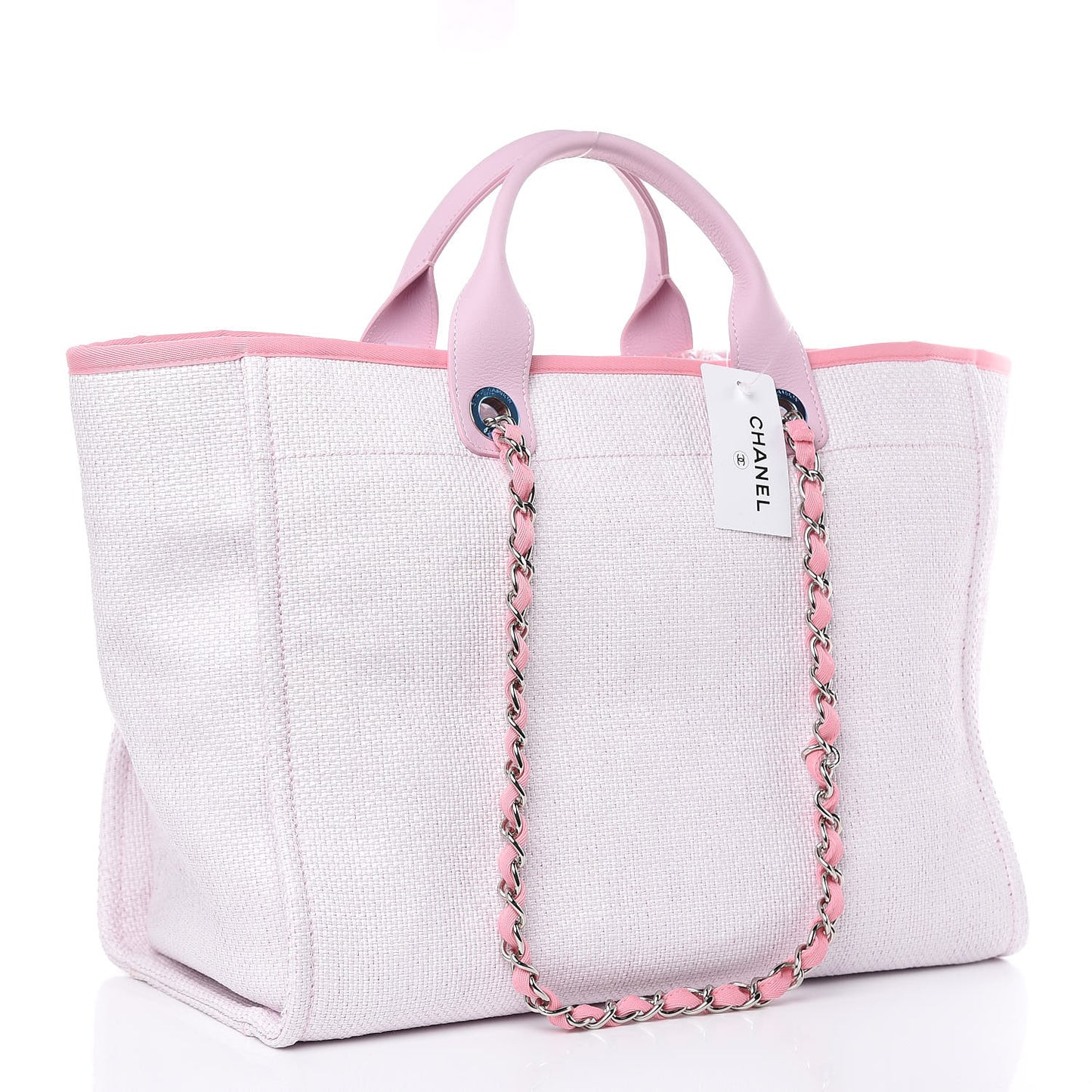 Woven Straw Raffia Large Deauville Tote Pink