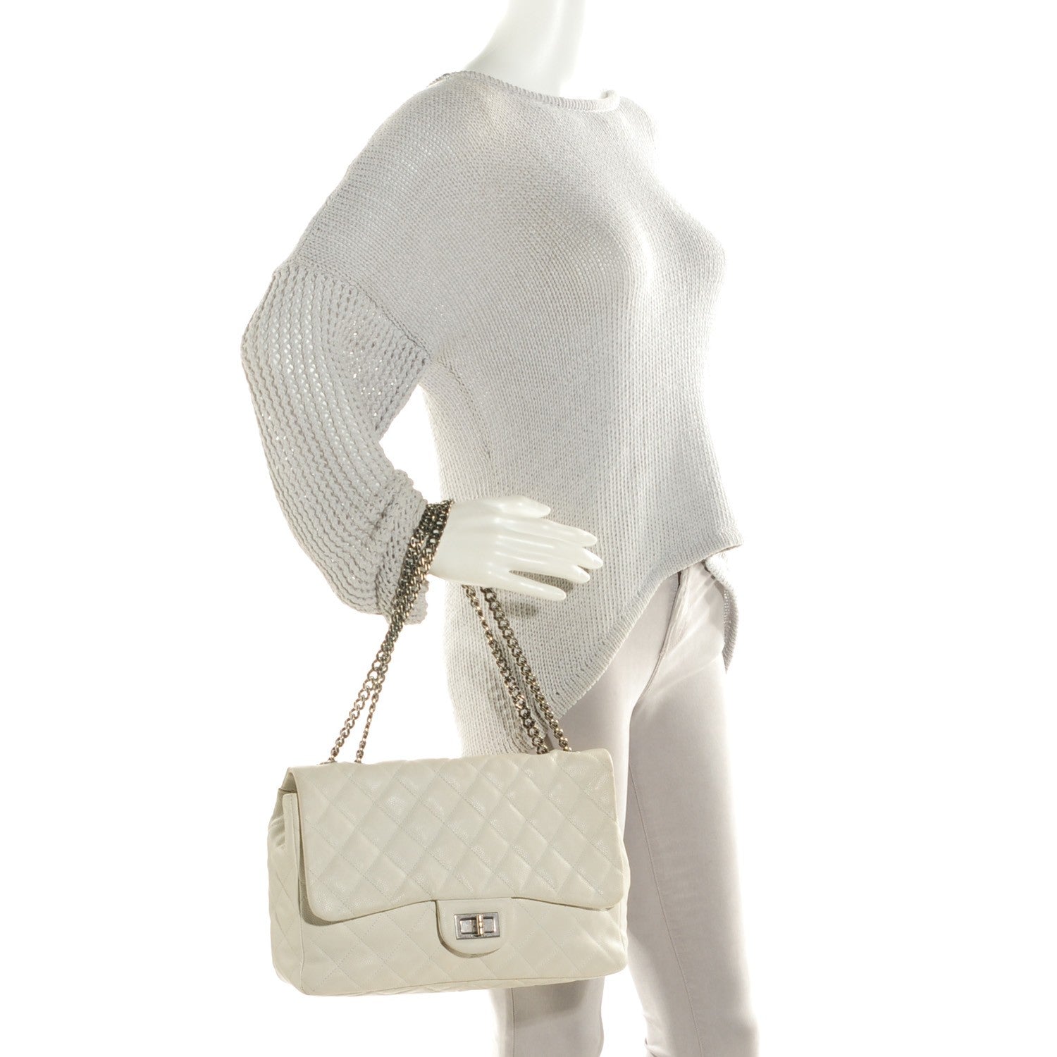 Chanel Caviar Quilted Reissue Flap 227 White 2 of 10