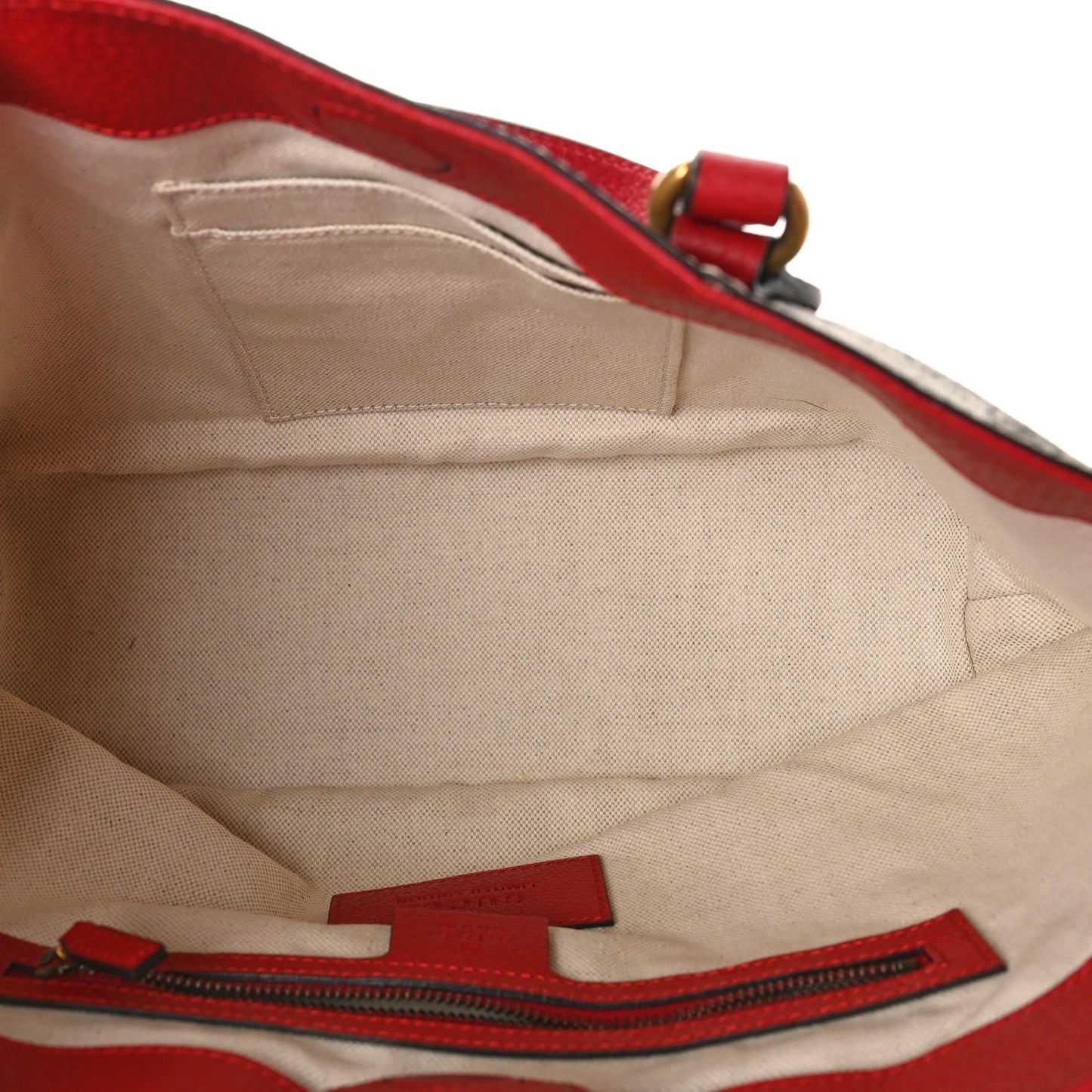 Soft GG Supreme Monogram Web Bosco Patch Small Crossbody Tote Beige Malva Hibiscus Red