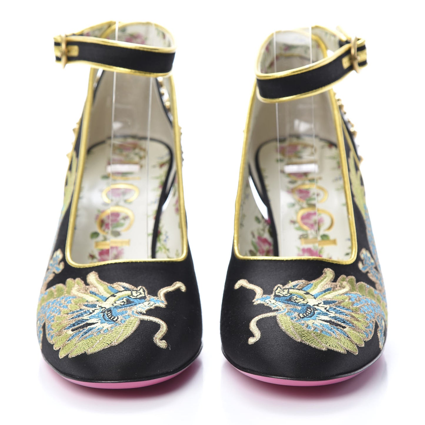 Satin Embroidered Dragon Caspar Pumps 39 Black
