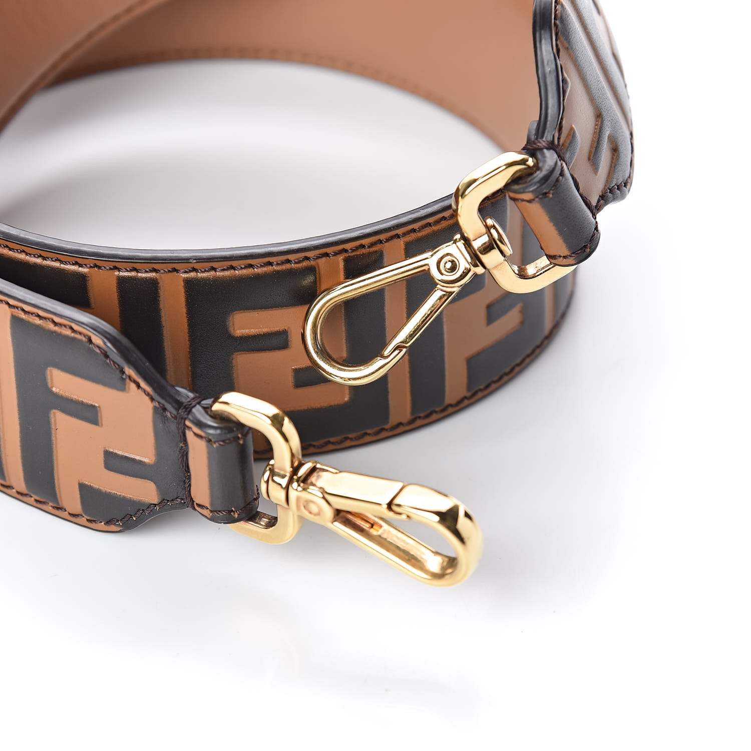Fendi Calfskin FF 1974 Embossed Strap You Tobacco Black 5 of 5