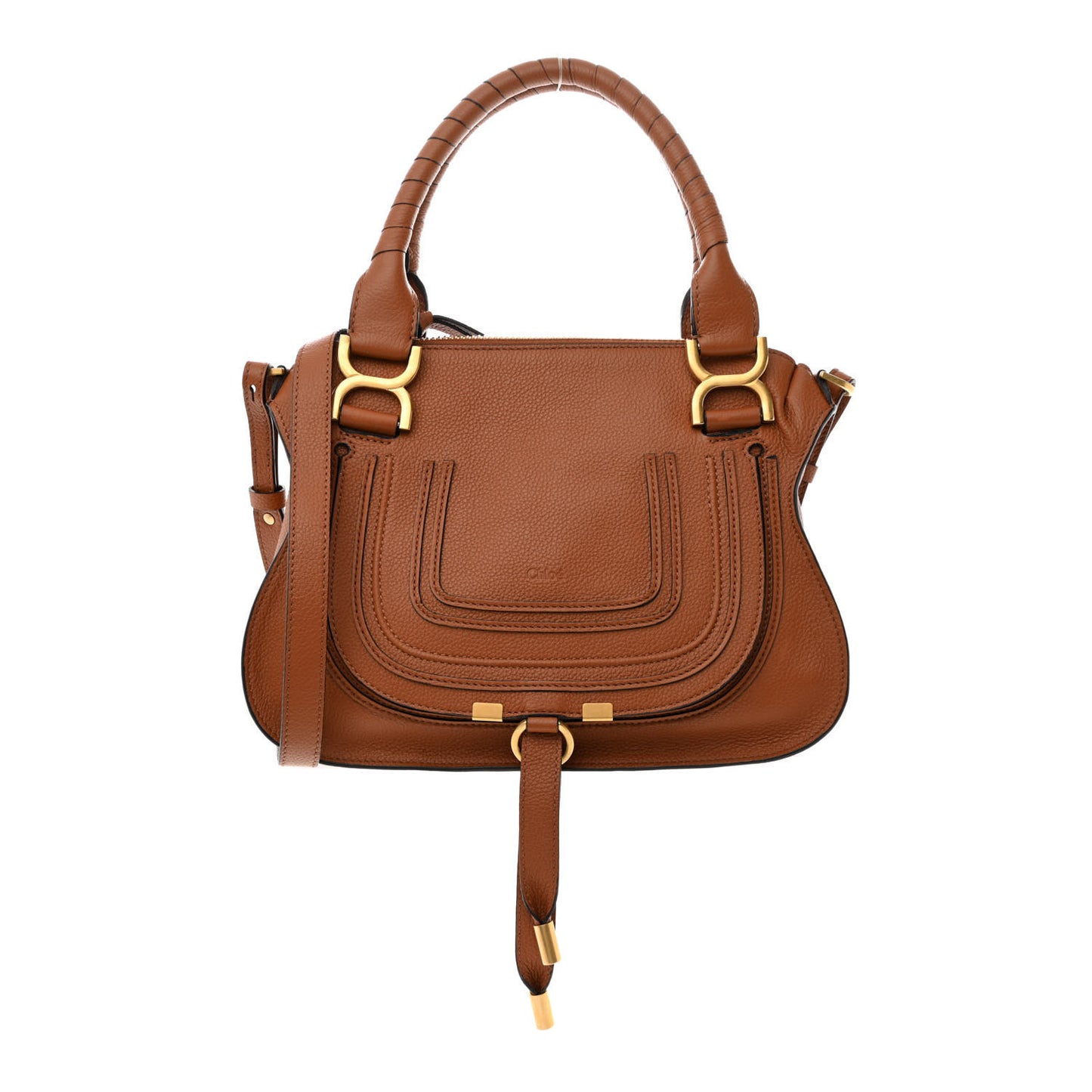 Calfskin Small Marcie Satchel Tan