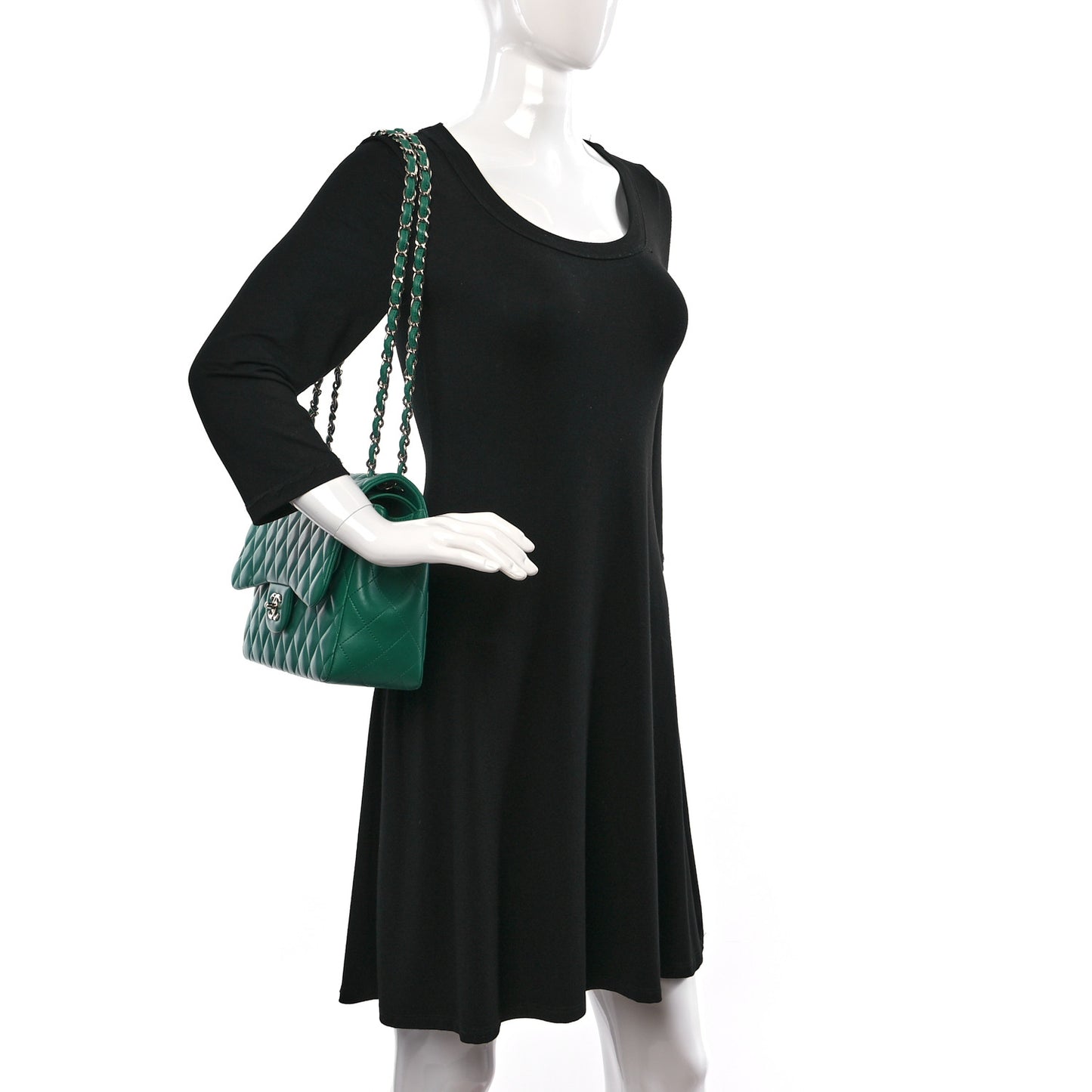 Lambskin Quilted Jumbo Double Flap Green