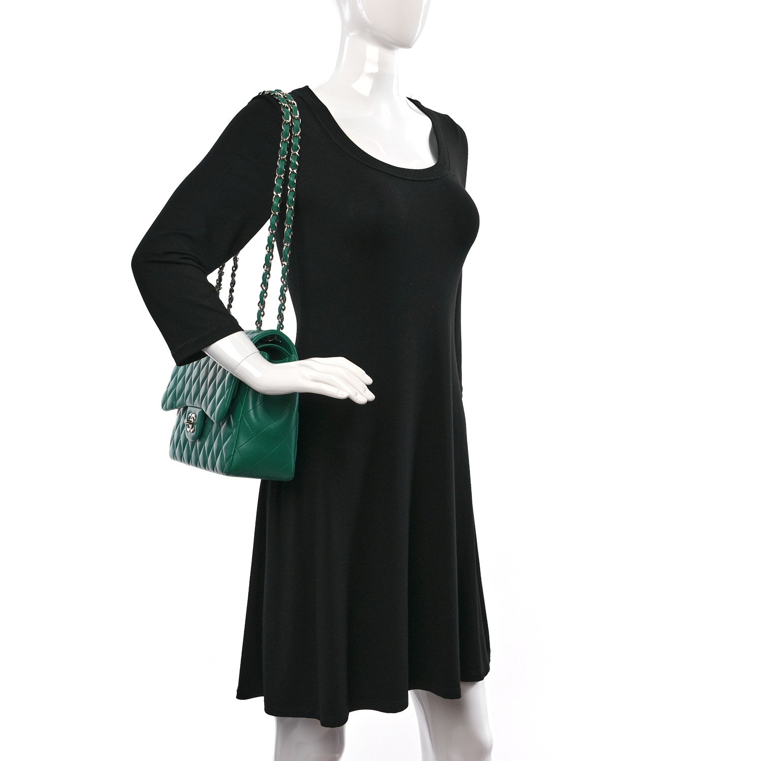 Chanel Lambskin Quilted Jumbo Double Flap Green 2 of 12