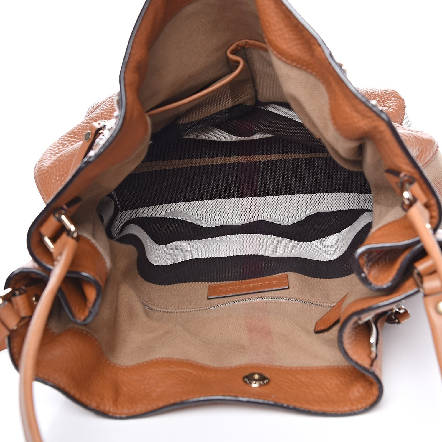 Burberry Brit Calfskin House Check Medium Maidstone Saddle Brown 5 of 11
