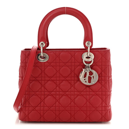 Christian Dior Lambskin Cannage Medium Lady Dior Red 1 of 11