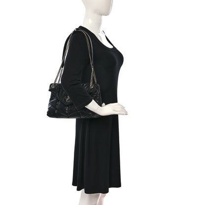 Saint Laurent Lambskin Quilted Small Loulou Puffer Monogram Chain Satchel Black 2 of 9