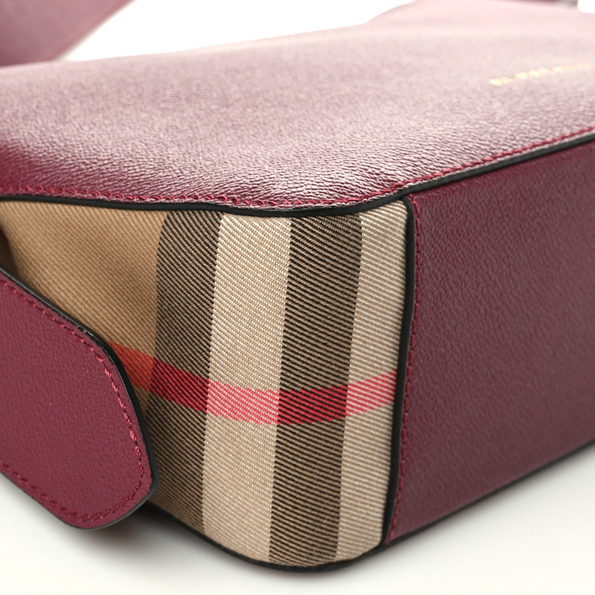 Soft Grain Calfskin House Check Small Helmsley Crossbody Dark Plum