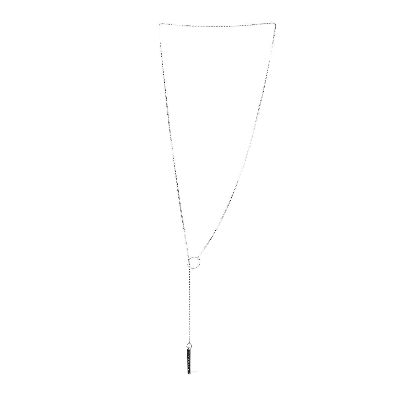 Gucci 18K White Gold 20mm Lariat Necklace 3 of 6