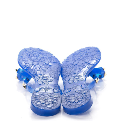 Valentino Garavani PVC Jelly Rockstud Bow Thong Sandals 37 Blue Fluo 5 of 8