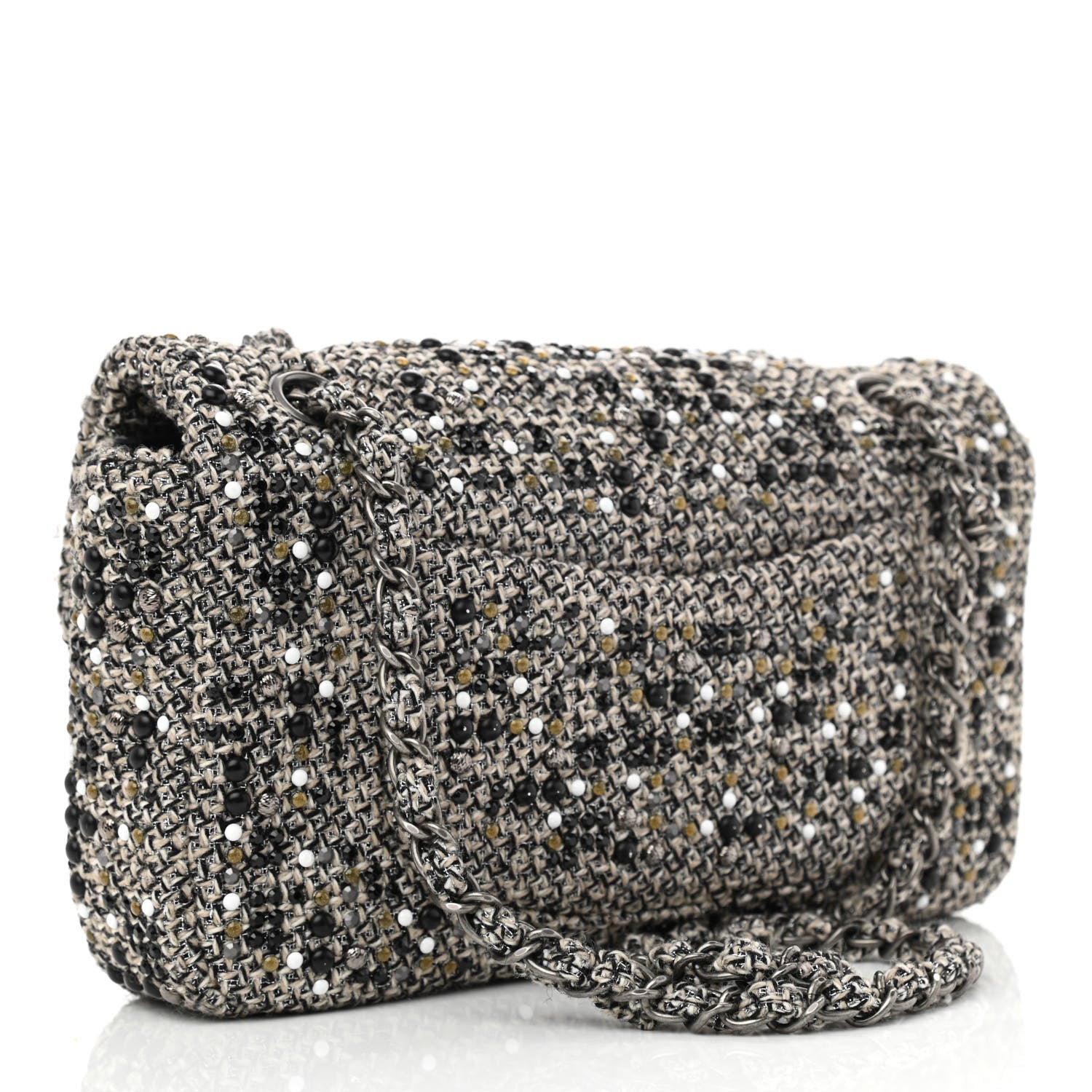 Chanel Crystal Tweed Quilted Medium Single Flap Black 3 of 15