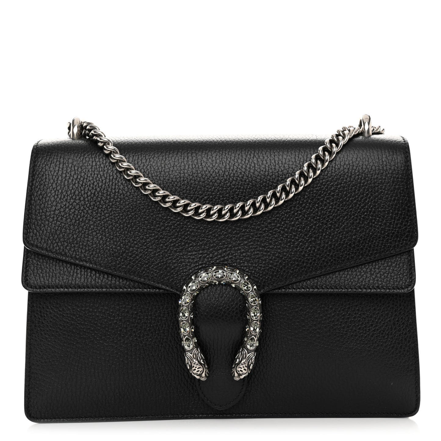 Dollar Calfskin Crystal Medium Dionysus Shoulder Bag Black Black Diamond Black