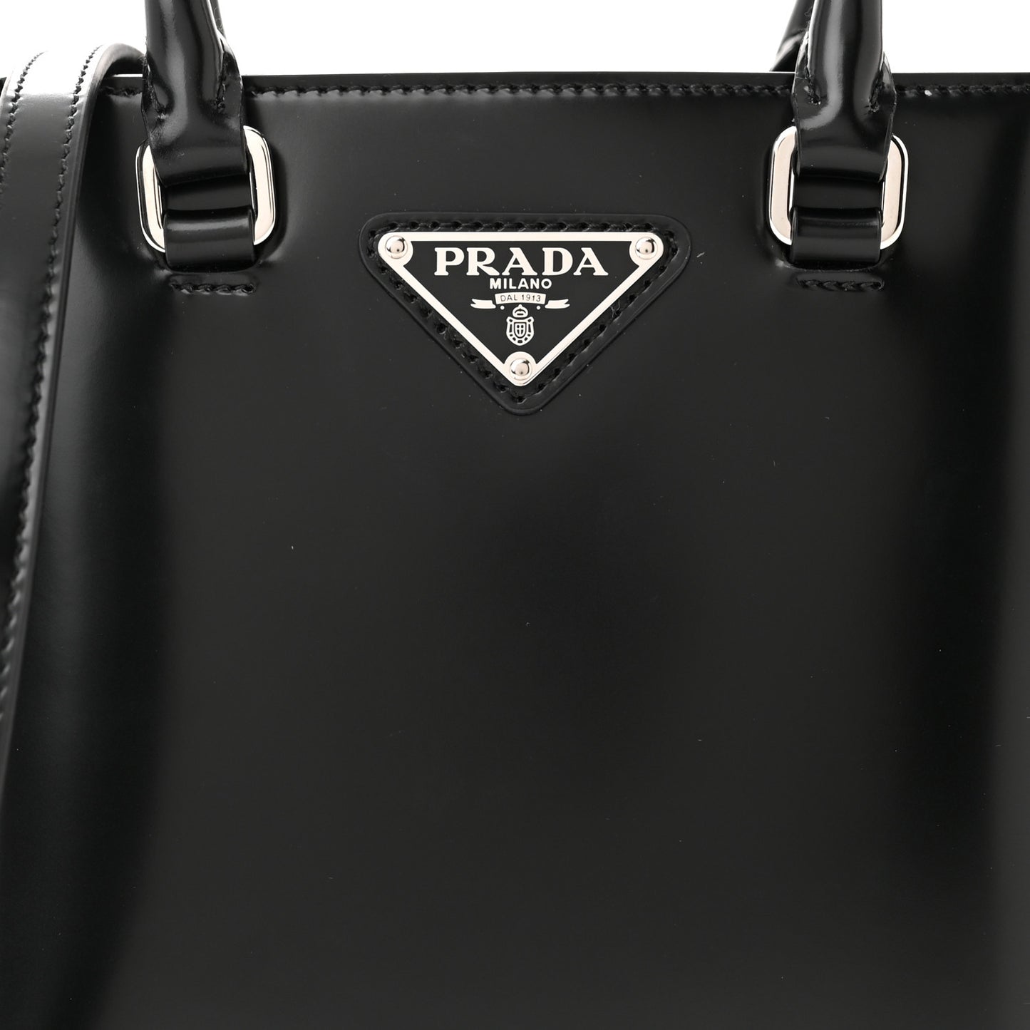 Spazzolato Triangle Small Double Handle Crossbody Tote Black