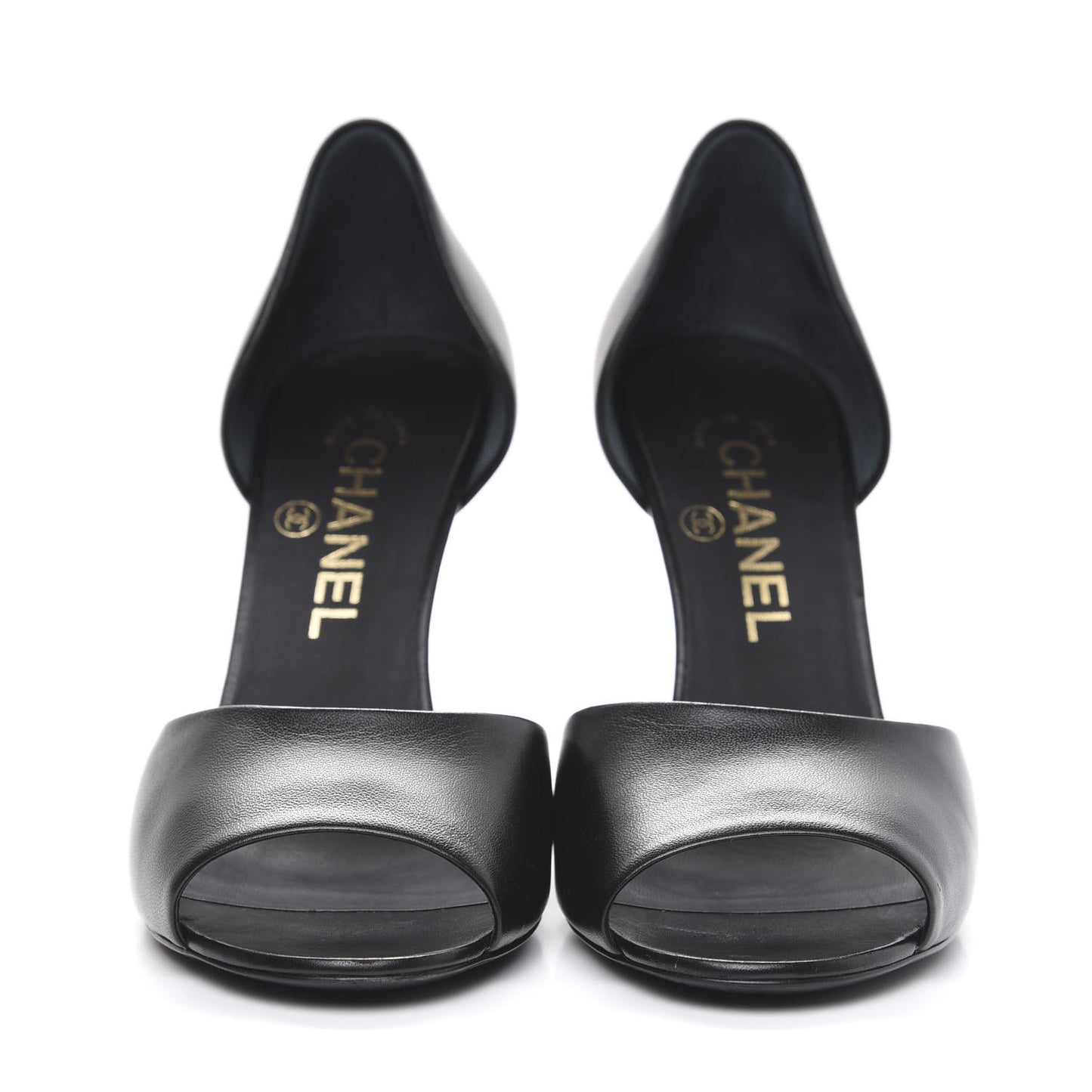 Lambskin Pearl Peep Toe d'Orsay Pumps 36 Black