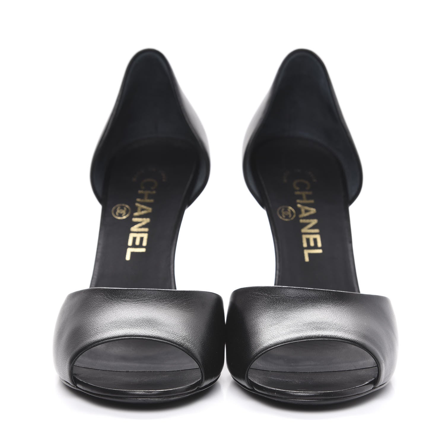 Chanel Lambskin Pearl Peep Toe d'Orsay Pumps 36 Black 2 of 11