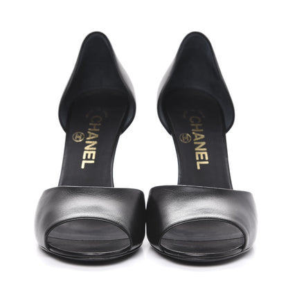 Chanel Lambskin Pearl Peep Toe d'Orsay Pumps 36 Black 2 of 11
