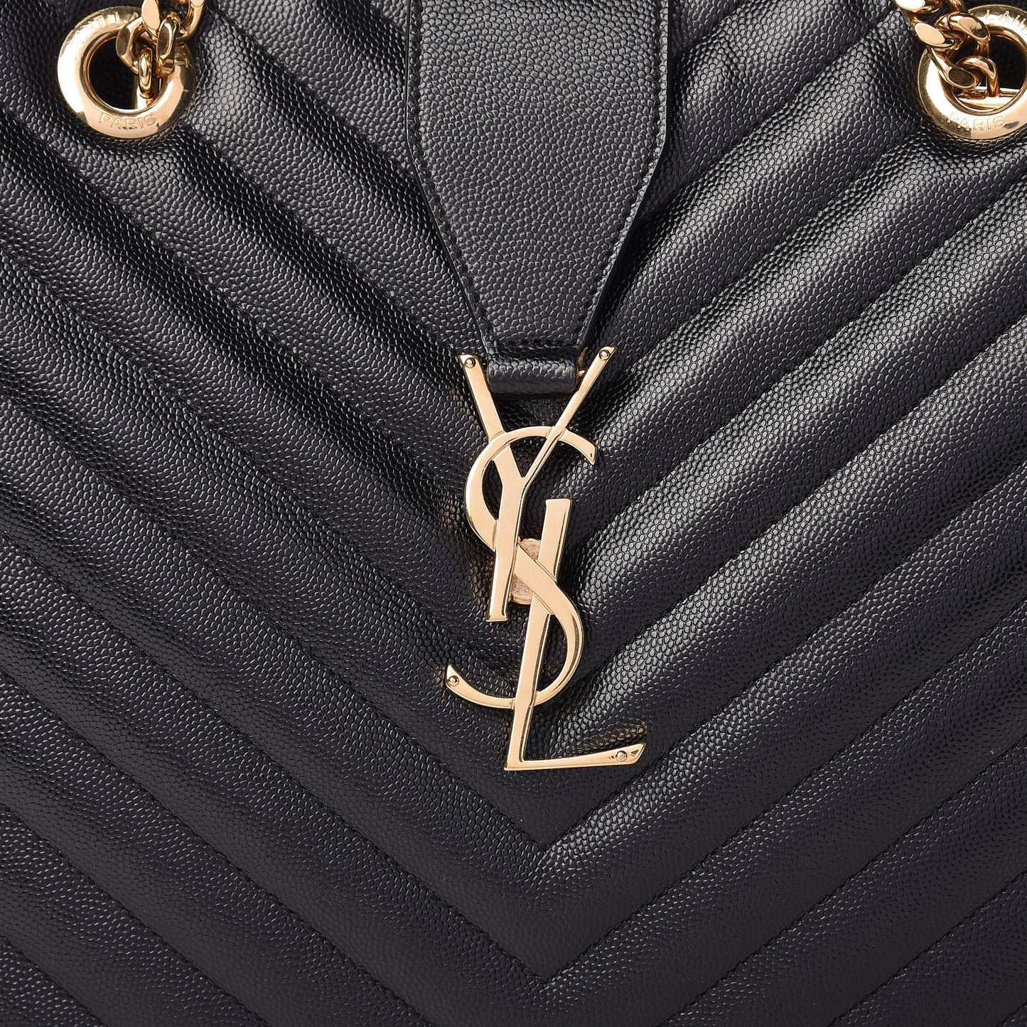 Grain De Poudre Matelasse Chevron Monogram Shopping Bag Black