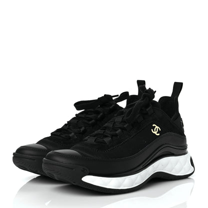 Chanel Velvet Calfskin Mixed Fibers CC Sneakers 39 Black 3 of 9